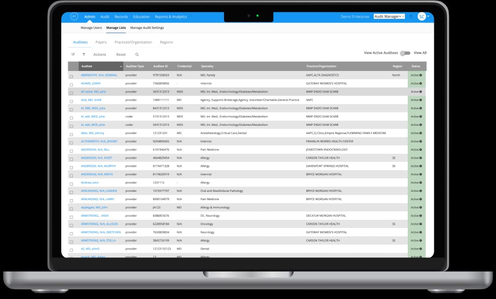 Plataforma ACSPro Sharp para auditorías médicas