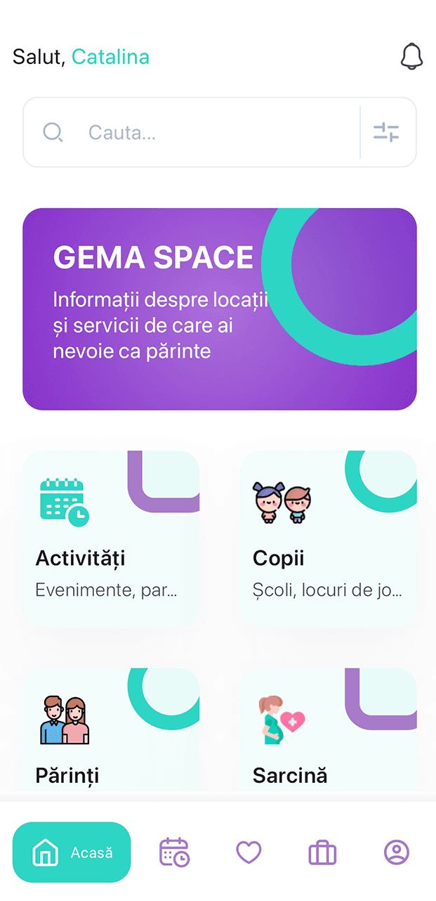 Aplicación GEMA SPACE para padres y familias