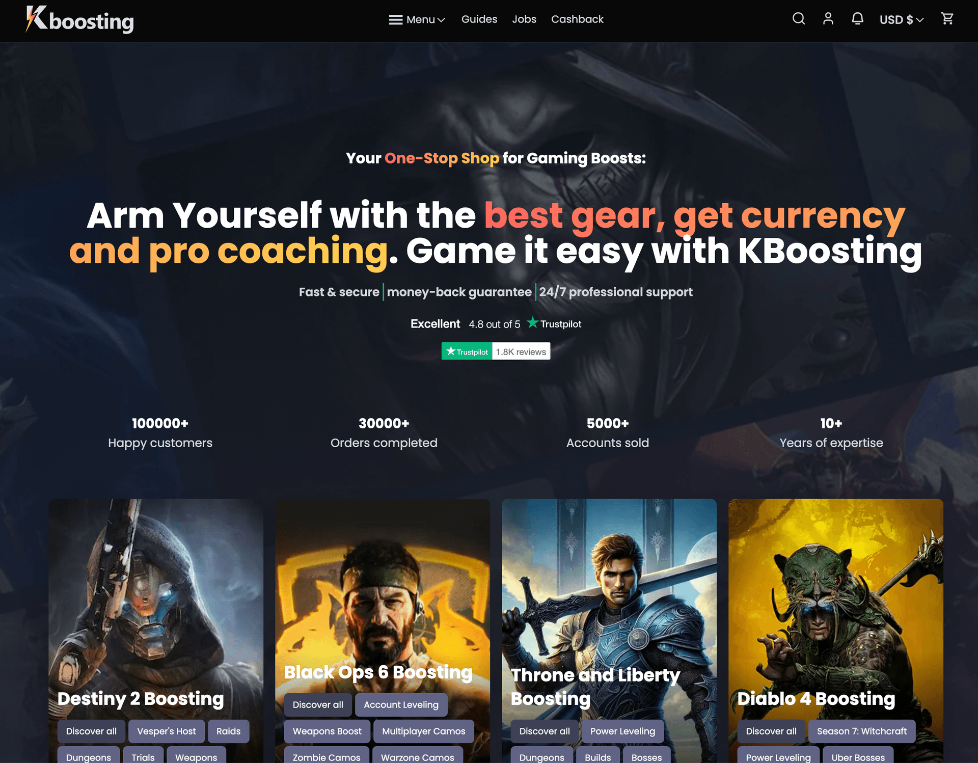 Plataforma e-commerce KBoosting para servicios gaming