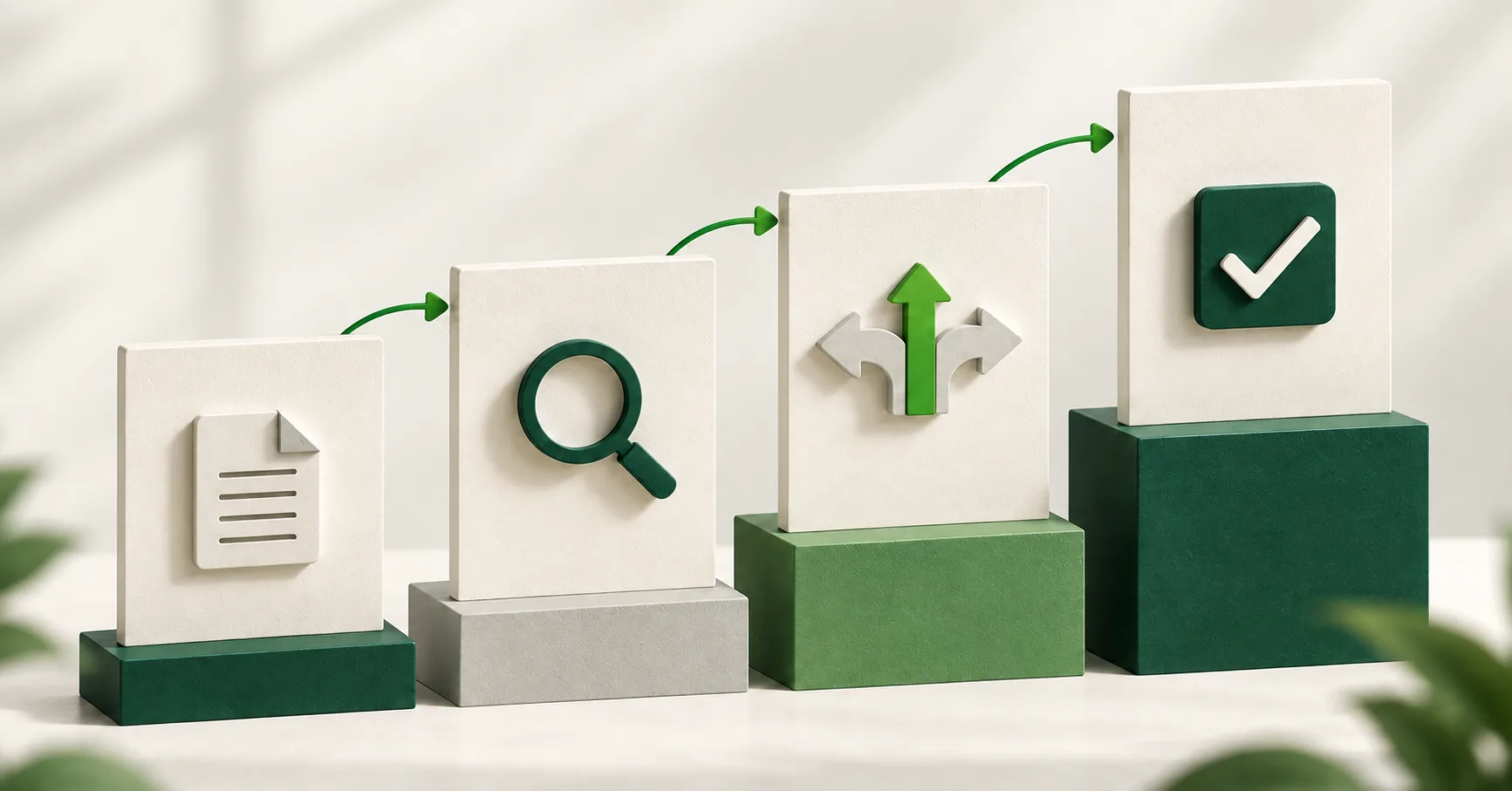 Ilustración conceptual del análisis de procesos, la comparación de opciones y la toma de decisiones